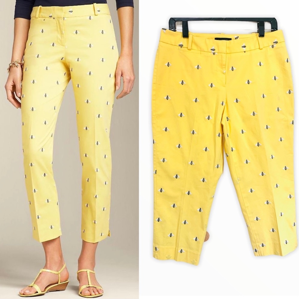Yellow Embroidered Crop Pants - Women